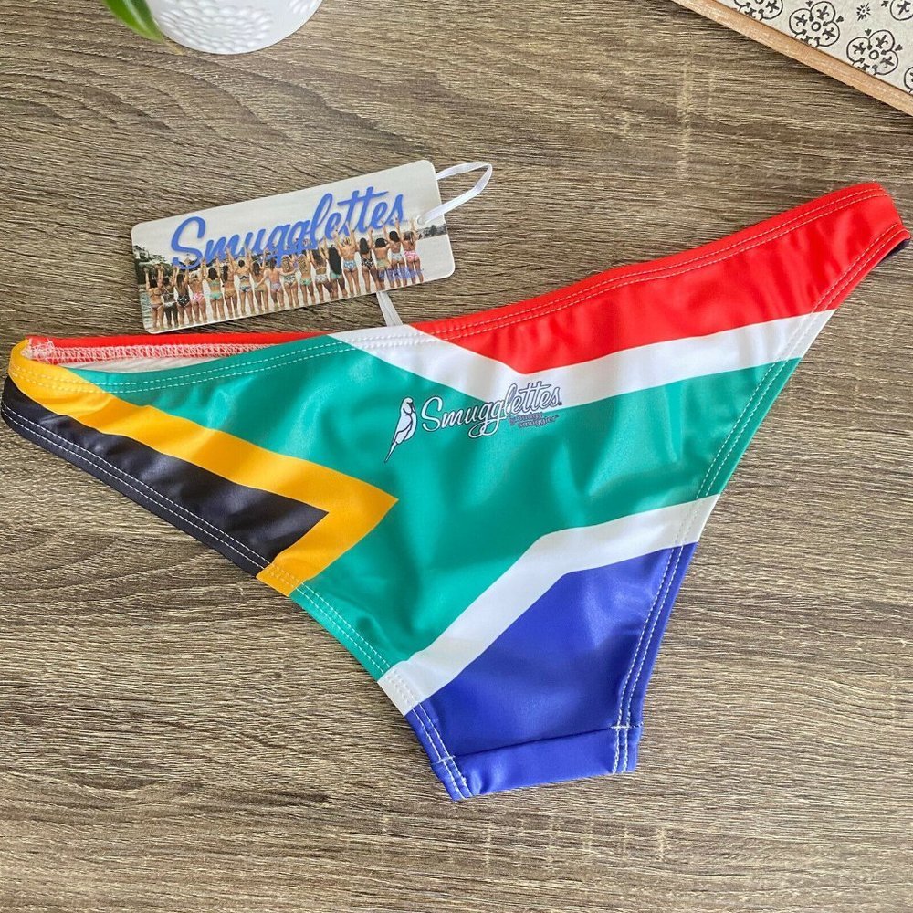 NEW Budgy Smugglers Bikini Bottom Smugglettes South Africa Flag Swim Size 8 - Picture 3 of 9
